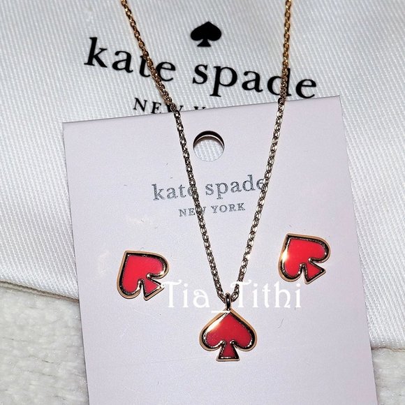 Kate Spade Enamel Pendant and Studs Set - Picture 1 of 4